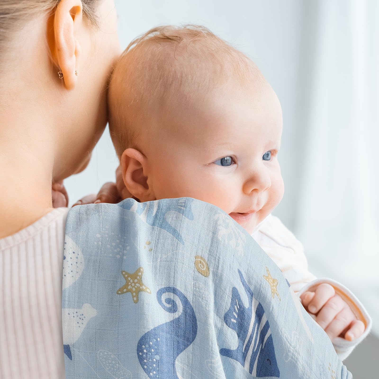 Yoofoss Muslin Cloths for Baby Muslin Squares 6 Pack Large 70 x 70cm Soft and Absorbent Organic Cotton Burp Cloths for Newborn Girls Boys-Coffee - Image 2