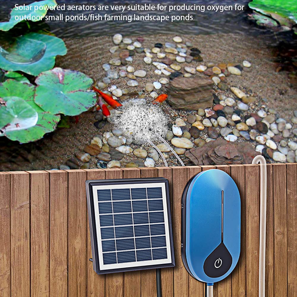 Aeratore solare portatile per laghetto e acquario, pompa ad aria impermeabile, aeratore per piscina all'aperto, con tubo di ossigeno e pietra a bolle d'aria incorporata, batteria ad alta