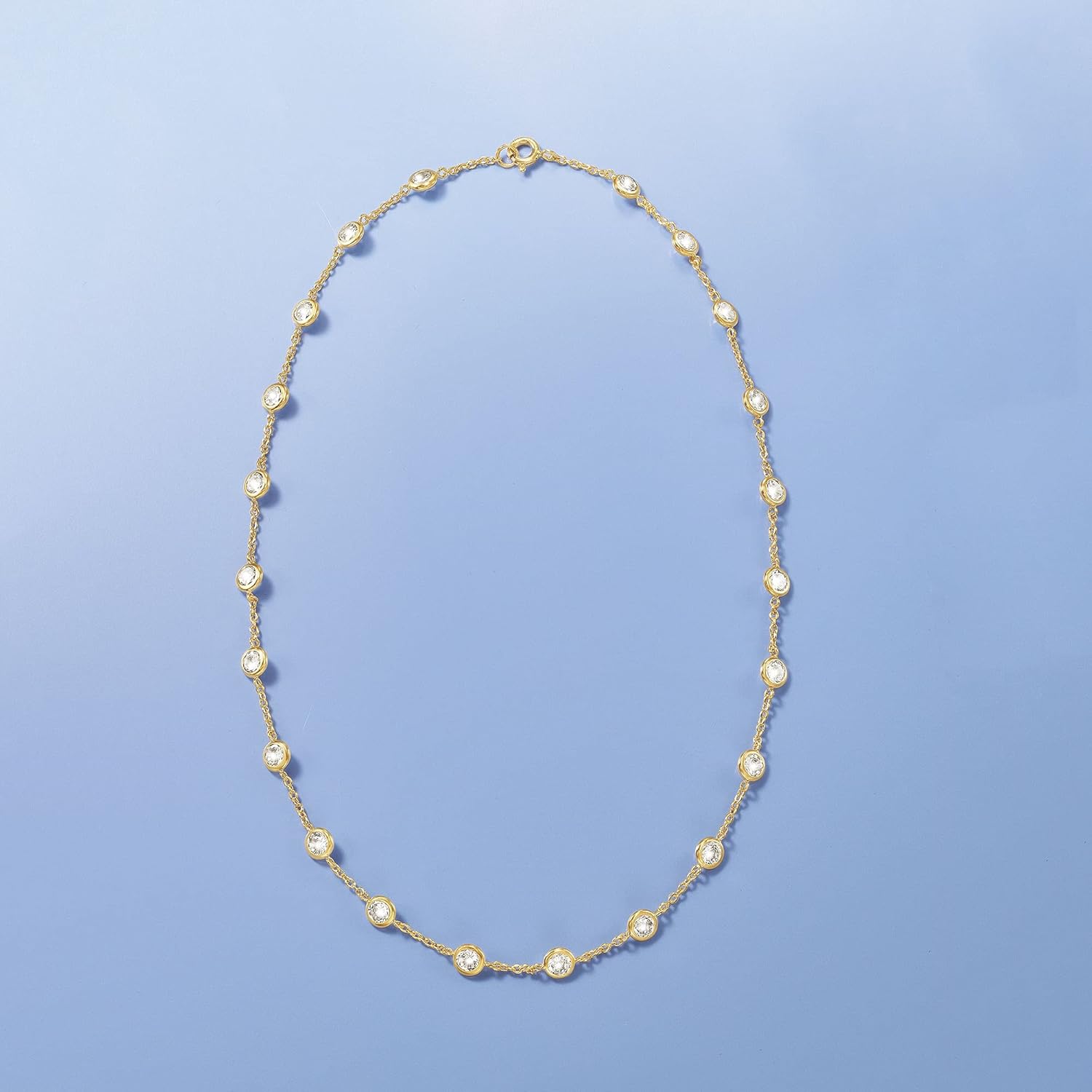 Ross-Simons 10.00 ct. t.w. Bezel-Set CZ Station Necklace in 18kt Gold Over Sterling
