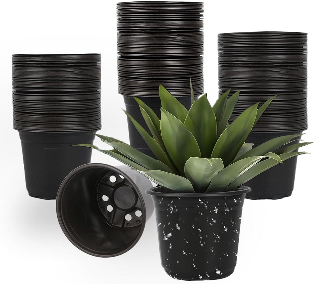 100 Packs 4 5 6 Inch Nursery Pots, Plastic Nursery Pots for Plants with Drainage Holes, Seed Starting Garden Pots of Flower Plant Container for Succulents, Transplanting (100, 4 Inch)