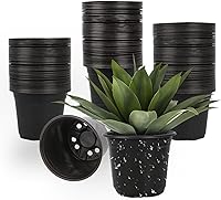 TAQIXI 100 Pack 4 Inch Plastic Nursery Pots with Drainage Holes - Flexible Seed Starting Pots for Succulents, Transplanting & Garden Plants