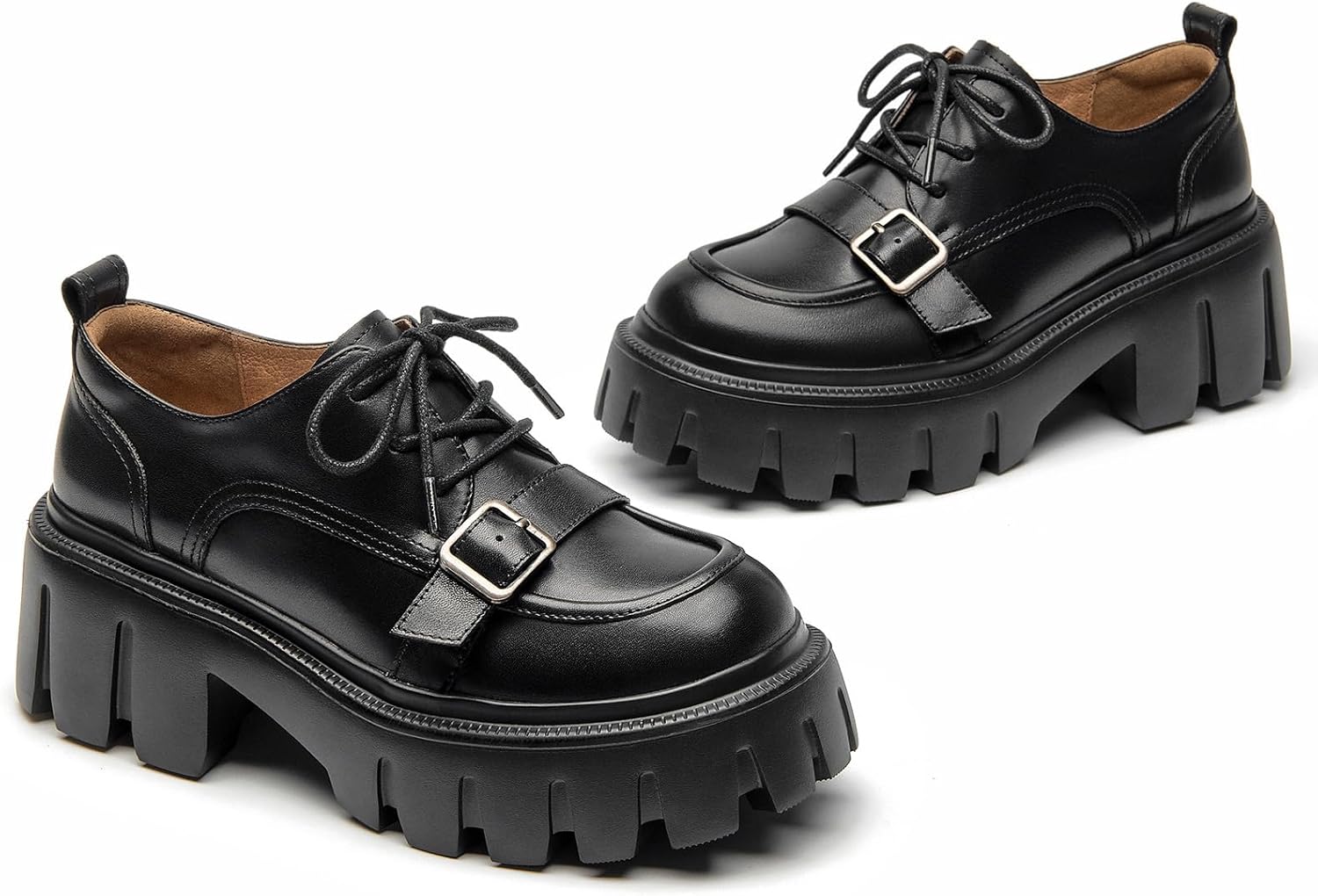 BEAU TODAY Platform Oxfords for Women, Oxford Shoes for Women, Chunky Leather Lace Up Oxford Shoes, Casual Comfort Business Work Office Dress Shoes - Image 6