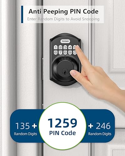 Miniatura 7 de TEEHO TE001 Cerradura de puerta de entrada sin llave con teclado - Cerradura de pestillo inteligente para puerta principal con 2 llaves - Bloqueo