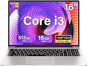 2025 Laptop Gaming 16 GB RAM 512 GB 1TB SSD Expansion Core i3 (up to 3.2 GHz) Notebook 16 Inch Laptop 1920 x 1200 IPS UHD 5G WiFi with Mouse & Keyboard Stickers Italian-Silver