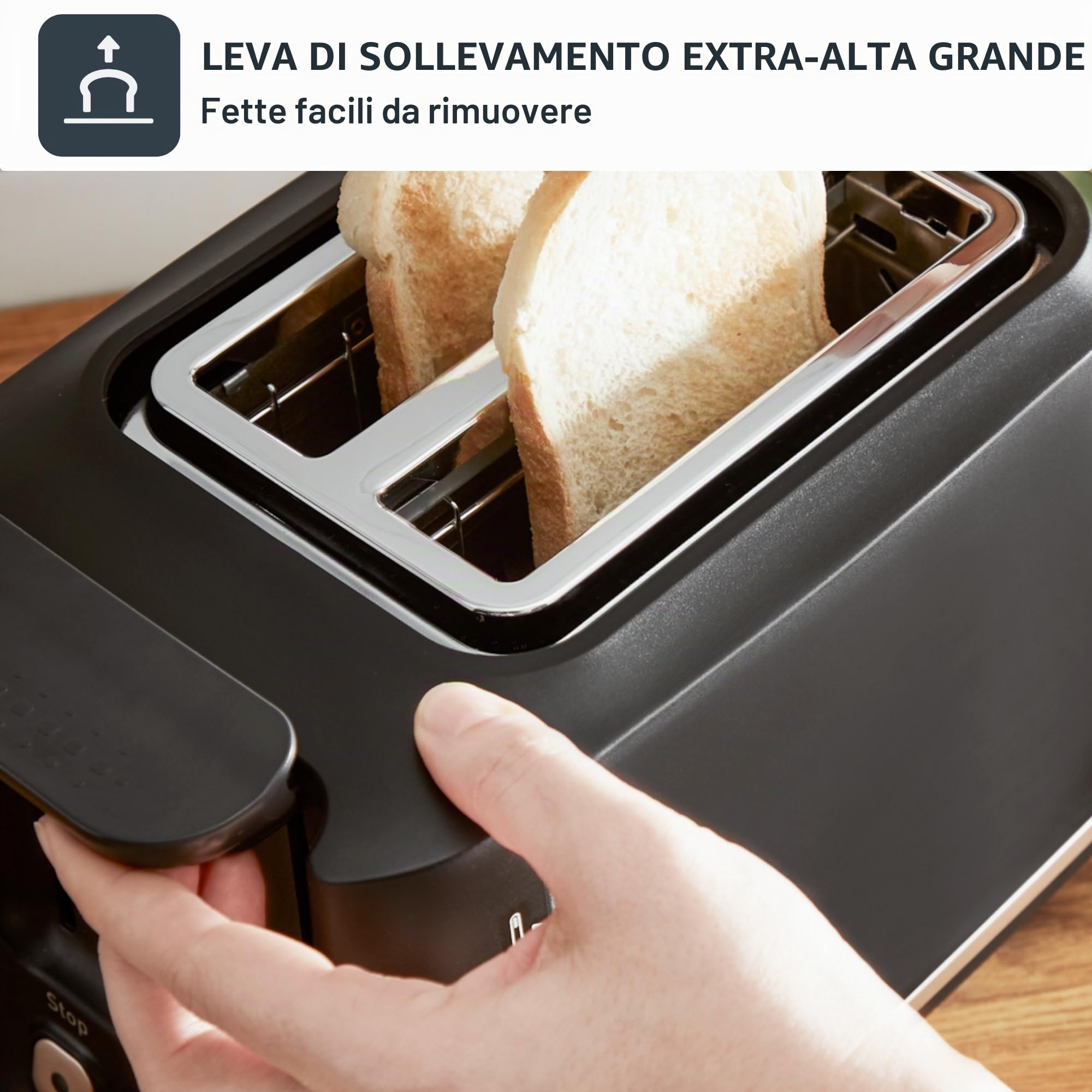 Tefal Includeo TT533811 Tostapane, 2 scomparti, pinza magnetica, tostapane con pulsanti grandi, 7 livelli di doratura, vassoio raccogli briciole estraibile, leva di estrazione