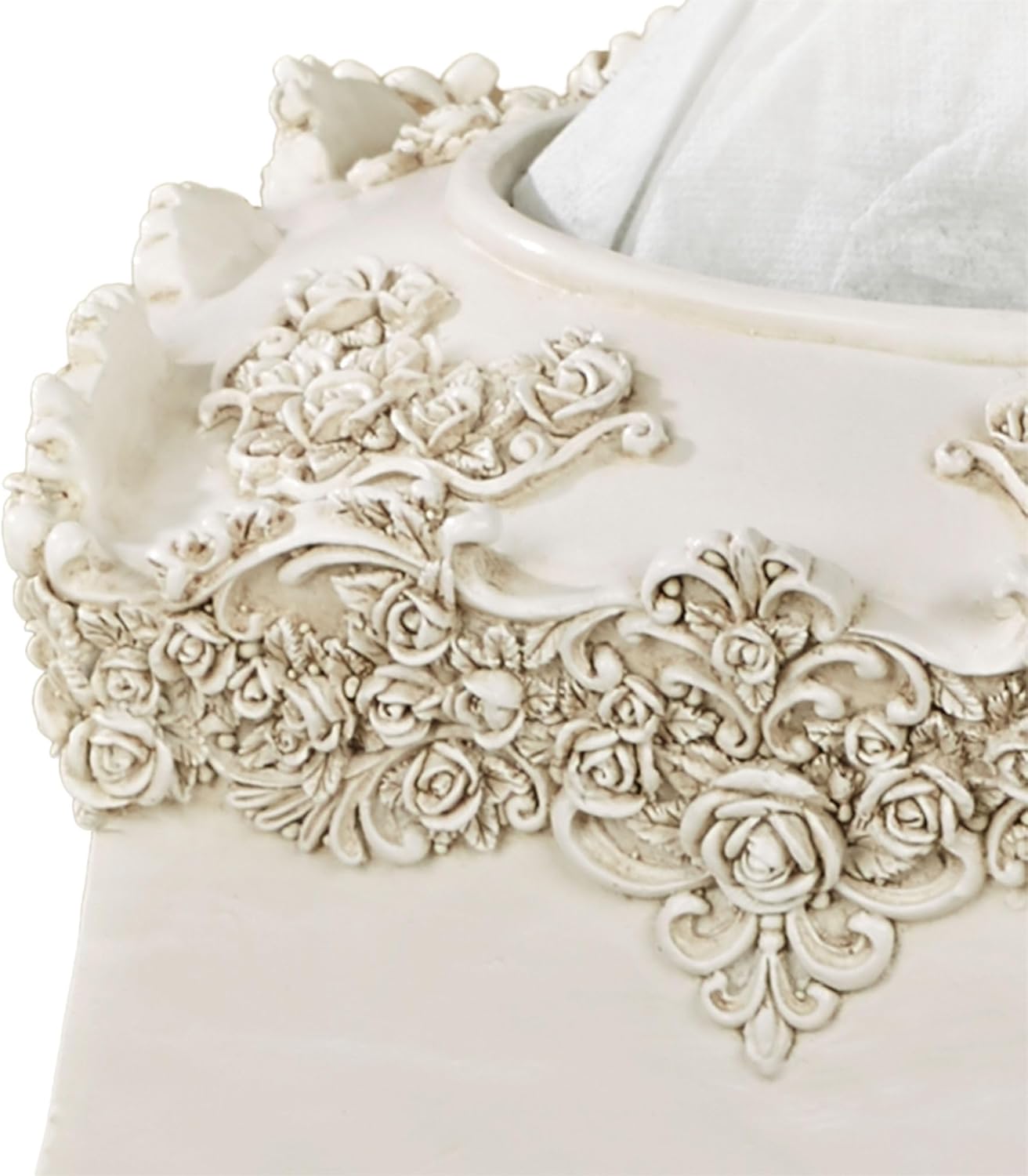 Victoria Rose Antique Ivory Tissue Cover for Bathroom or Decorative Display