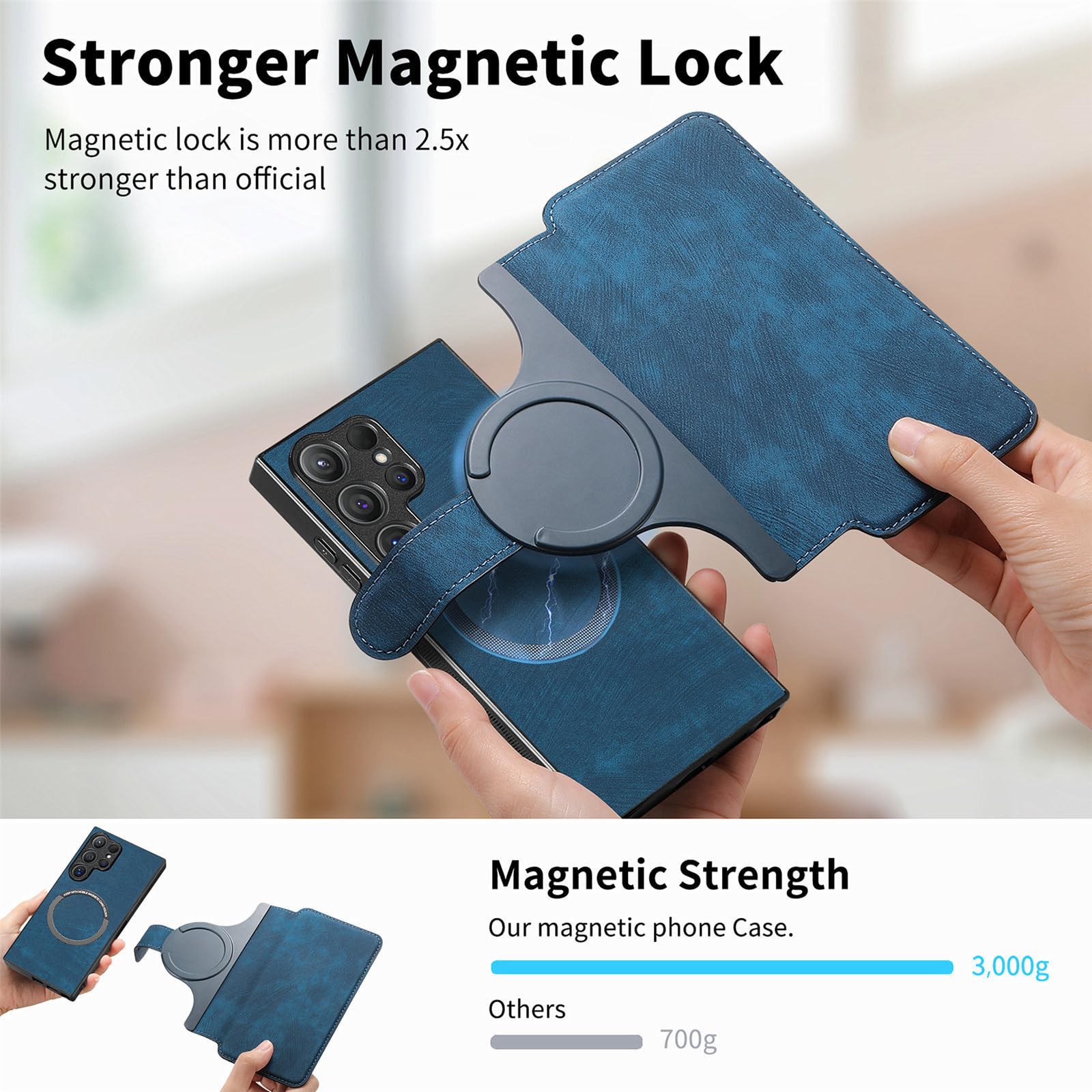 Etui z klapką do Samsung Galaxy S25 Ultra/S25 Plus/S25, ultracienkie magnetyczne etui na telefon etui na karty blokujące RFID, skórzane etui, czarne, S25 Ultra