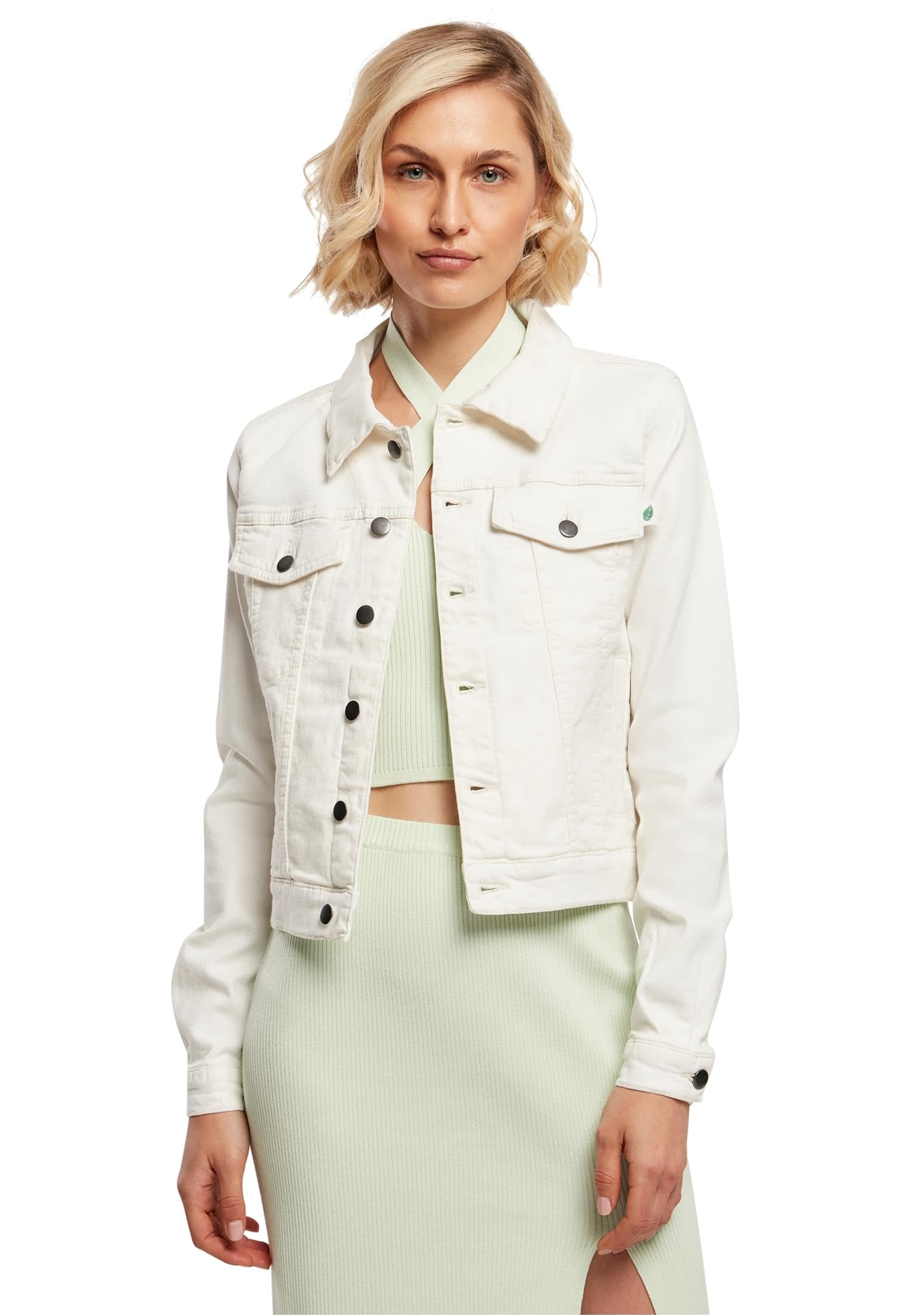 Urban Classics Women's Off-White Raw Organic Denim Jacket, White Raw, M