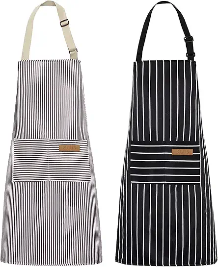 NLUS 2 Pack Kitchen Cooking Aprons, Adjustable Bib...