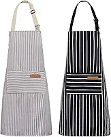 NLUS Pacote com 2 aventais de cozinha de cozinha, avental macio ajustável com 2 bolsos para homens e mulheres