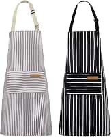 NLUS Pacote com 2 aventais de cozinha de cozinha, avental macio ajustável com 2 bolsos para homens e mulheres