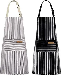 NLUS Pacote com 2 aventais de cozinha de cozinha, avental macio ajustável com 2 bolsos para homens e mulheres