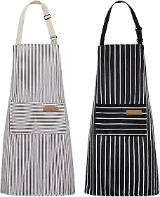 NLUS Pacote com 2 aventais de cozinha de cozinha, avental macio ajustável com 2 bolsos para homens e mulheres