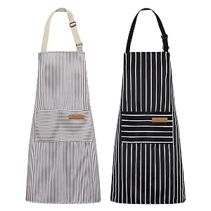 NLUS 2 Pack Kitchen Cooking Aprons Adjustable Bib Soft Chef Apron with 2 Pockets for Men Women Black