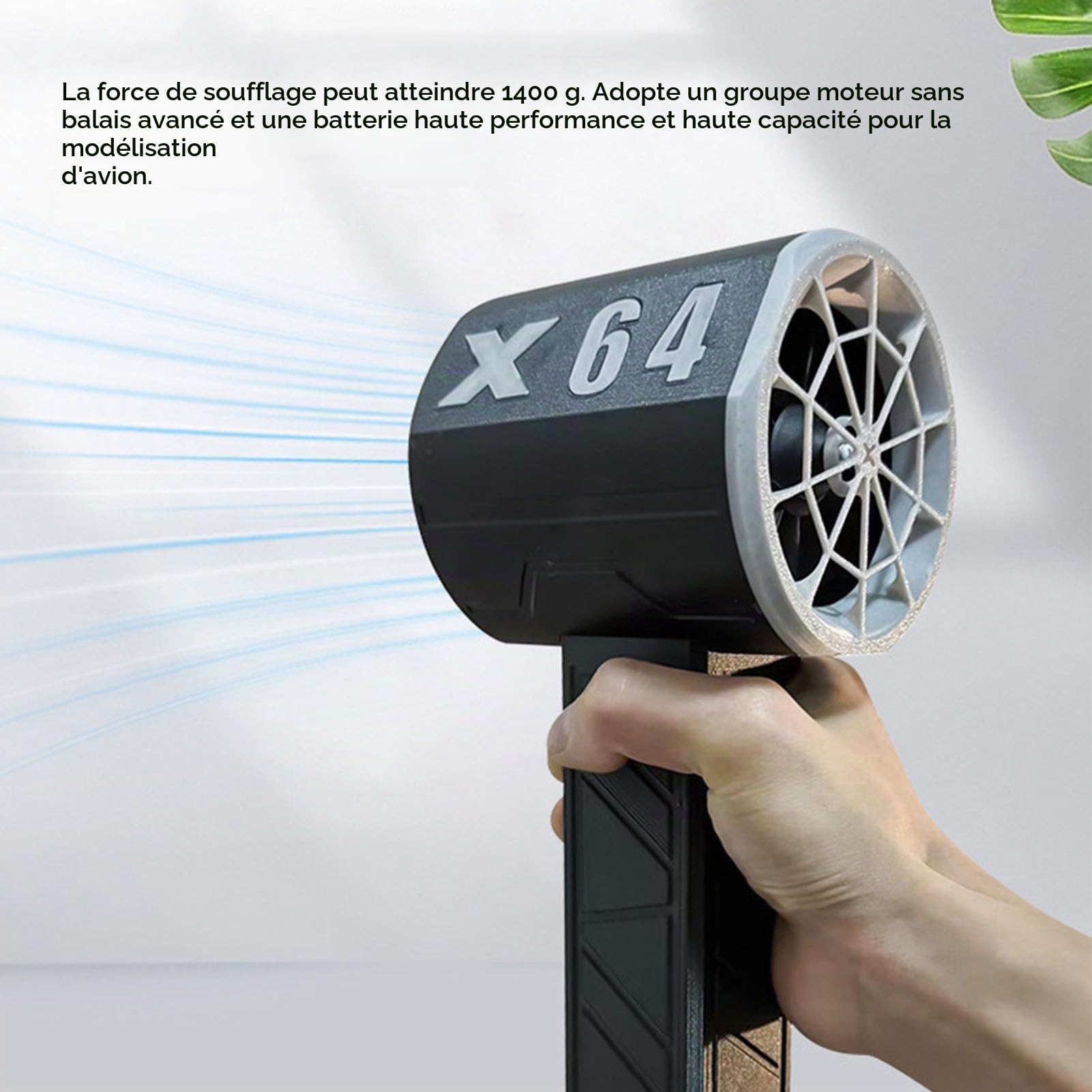 Souffleur Violent de Voiture, X64 Thunder Jet Dry, Souffleur de Voiture 8000 MAh pour le Séchage, Mini Ventilateur Turbo à 11 Pales, Moteur sans Balais de 64 Mm, Souffleur