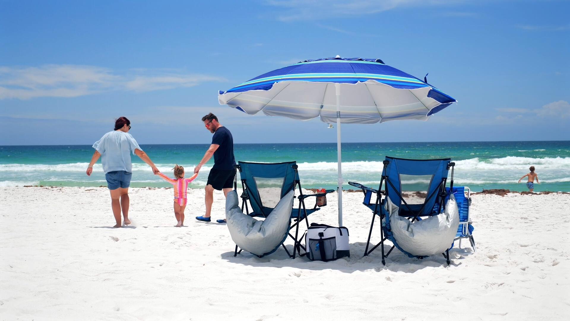 high wind patio umbrellas AMMSUN 8 Feet Large Beach Umbrella with Sand Anchor Heavy Duty Portable Outdoor UPF 50+ Protection Air Vent Tilt Garden Pool Blue Stripe : Patio, Lawn & Garden Color:MC27SF / XL The design integrates effortlessly/ Preorder Now: Iron Man reg_ES