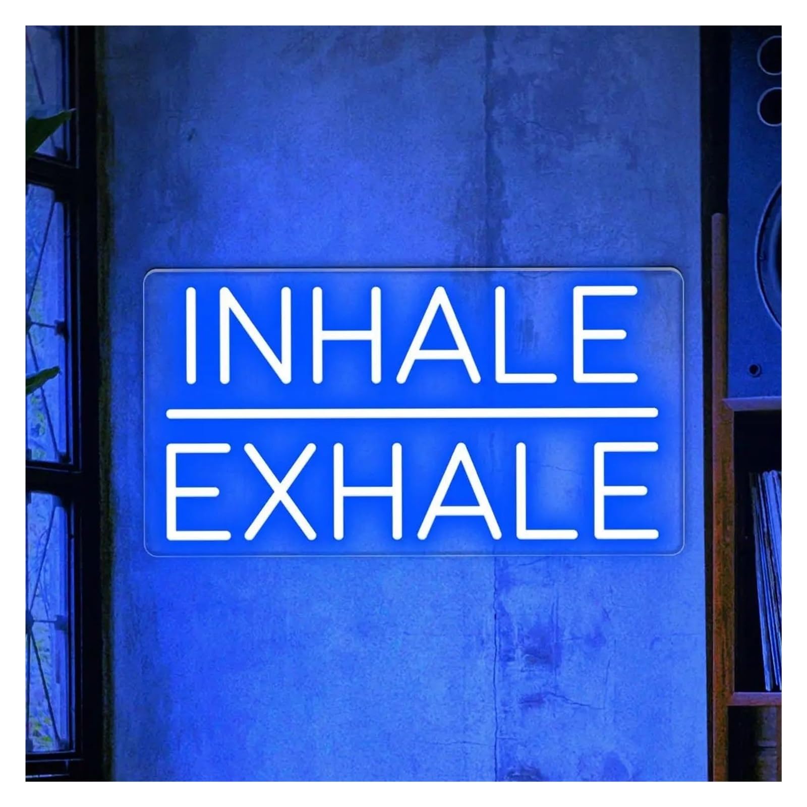 LEMST Signs Lamp Inhale Exhale Neon Sign Light Dimmable USB Powered for Fitness Yoga Gym Business Store Office Wall Art Decor 15.75inx7.87in(C)