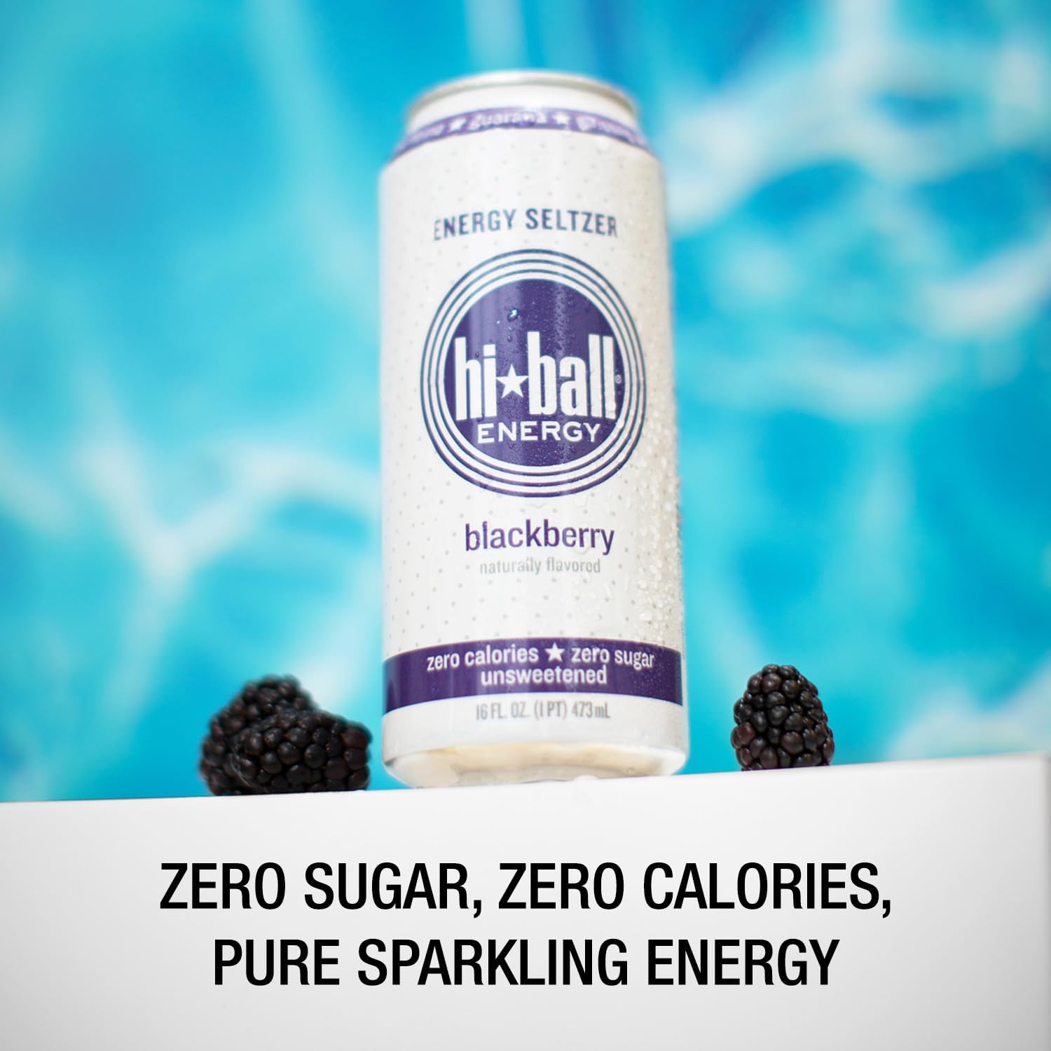 Hiball Clean Energy Drink - Blackberry - Zero Sugar, Zero Calorie Sparkling Water with 160mg Organic Caffeine, 50mg Organic Ginseng, 50mg Organic Guarana and B Vitamins - 16 fl oz (8-Pack)
