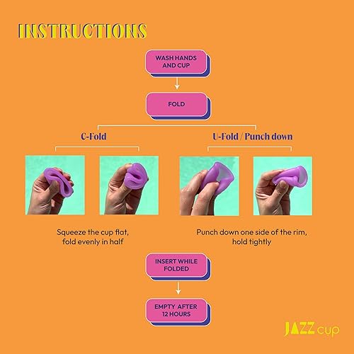 Miniatura 5 de JAZZ Cup Copas menstruales suaves  con bolsa de viaje de algodón  Reutilizable, protección 12 horas, 100% silicona de grado médico  Copa de período