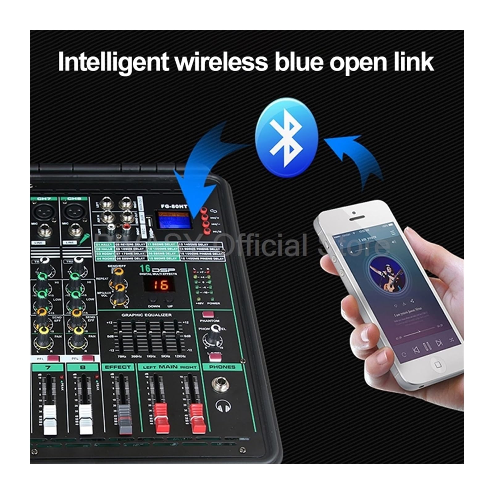 Mezclador profesional de 8 vías con amplificador potencia, micrófono, paquete sonido Bluetooth alta for presentaciones en escenarios al aire libre el hogar Música en vivo