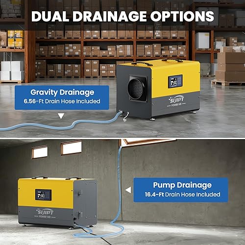 Miniatura 4 de Deshumidificador comercial con bomba, deshumidificadores Sijipt de 145 pintas para sótano, deshumidificador industrial con manguera de drenaje para