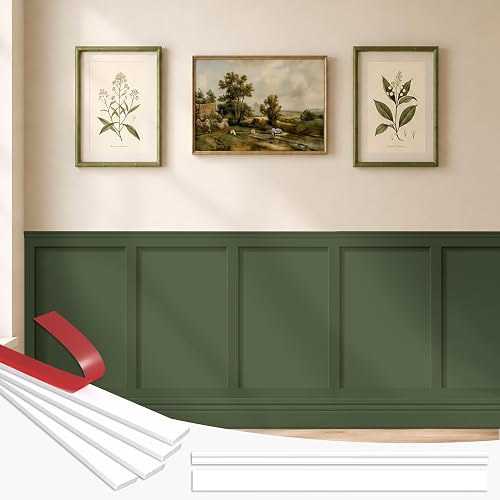 Board and Batten Wall Molding Kit 79x39'' Paintable PS Wainscoting Paneling | Peel and Stick Wall Molding Trim Kit, Premade Board and Batten Wainscoting Kit for Room Water-Resistant, Easy to Install, DIY