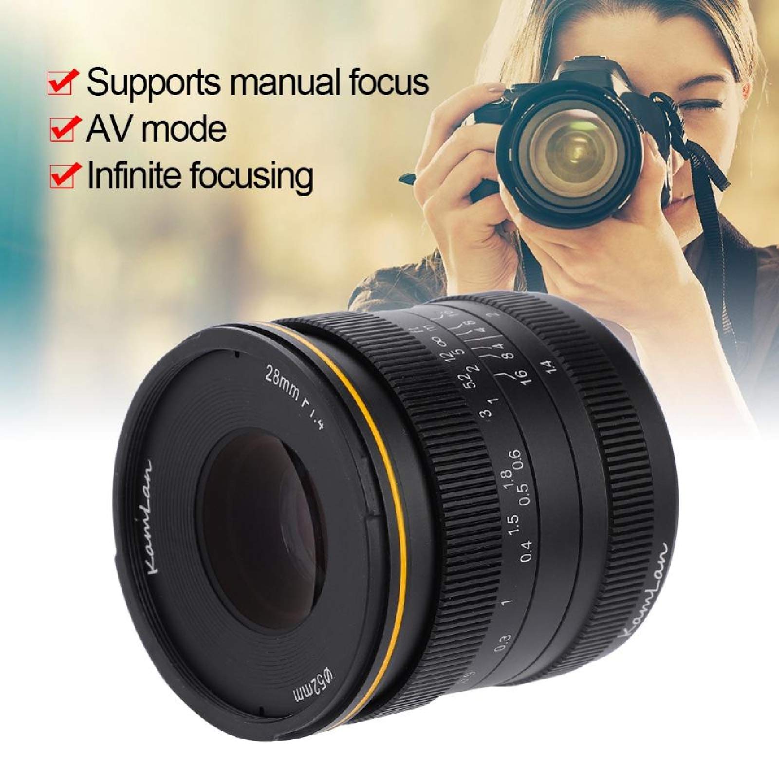Kamlan 28mm f 1.4 Lens Wide Angle APS-C Large Aperture Manual