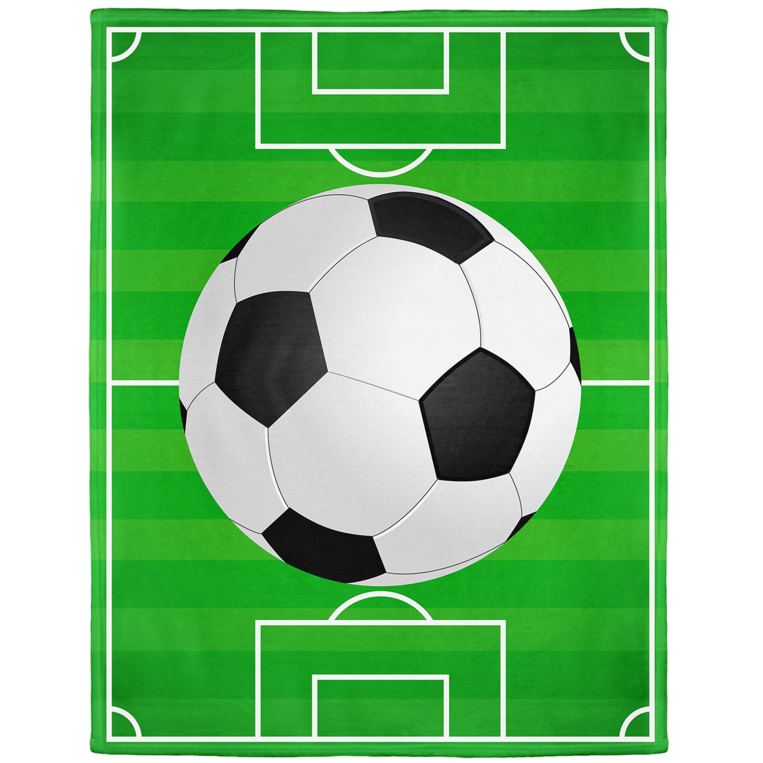 Yisumei White Blanket, Cuddly Blankets, Soft Flannel/Fleece Blanket, Bedspread, Football Field, Green, Polyester, 150X200 Cm