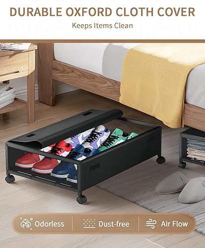 Miniatura 3 de Contenedores de almacenamiento debajo de la cama con ruedas, almacenamiento de zapatos debajo de la cama, cajones de almacenamiento debajo de la