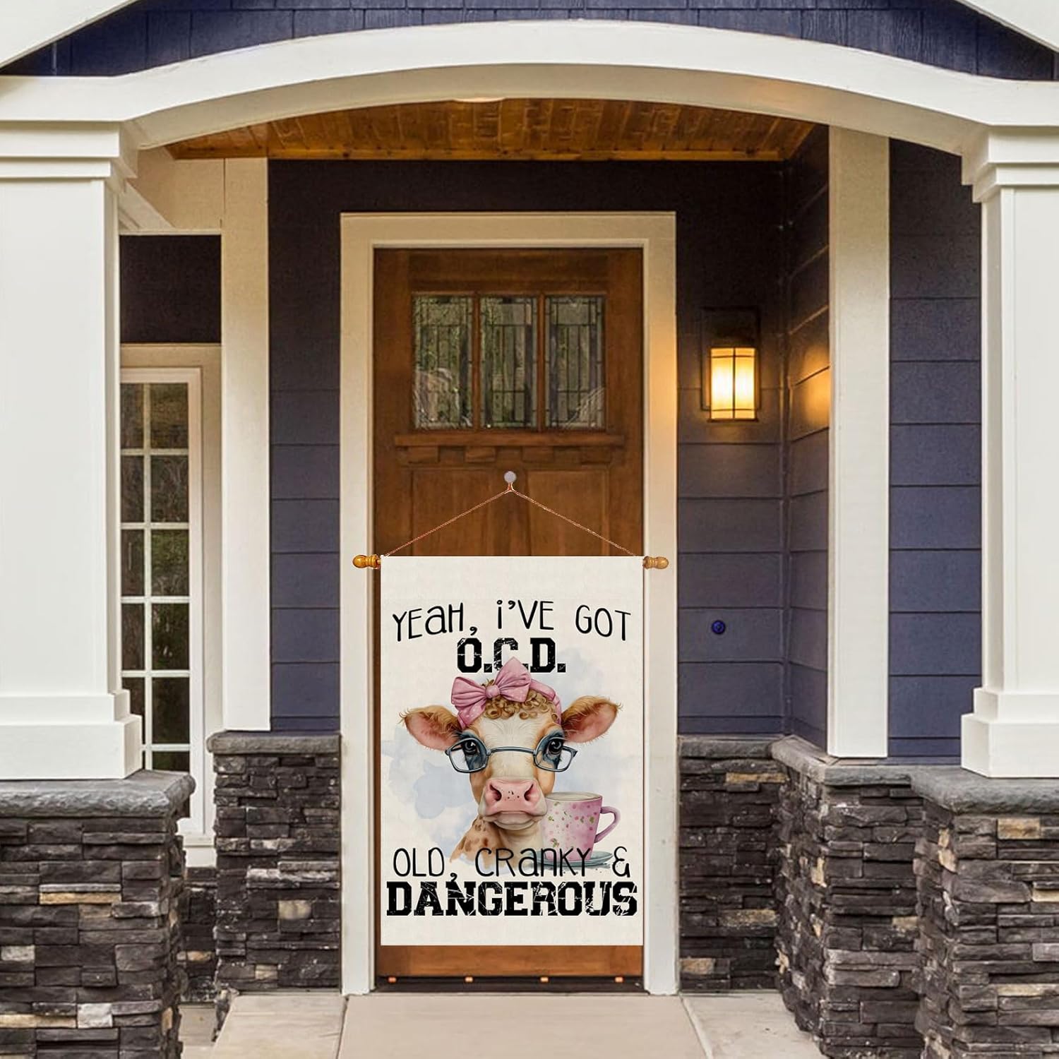 Funny Home Slogan Cow Animal House Flag Burlap 28X40 Inch Vertical Double Sided Outside Yard Holiday Outdoor Farmhouse Decoration - Image 3