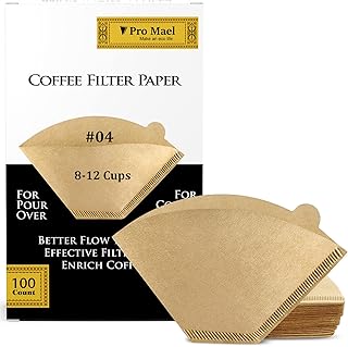 #4 Coffee Filters, 100 Count Disposable Number 4 Cone Coffee Filters Paper for 8-12 Cup Coffee Makers, Natural Unbleached Paper, Better Filtration & No Blowout