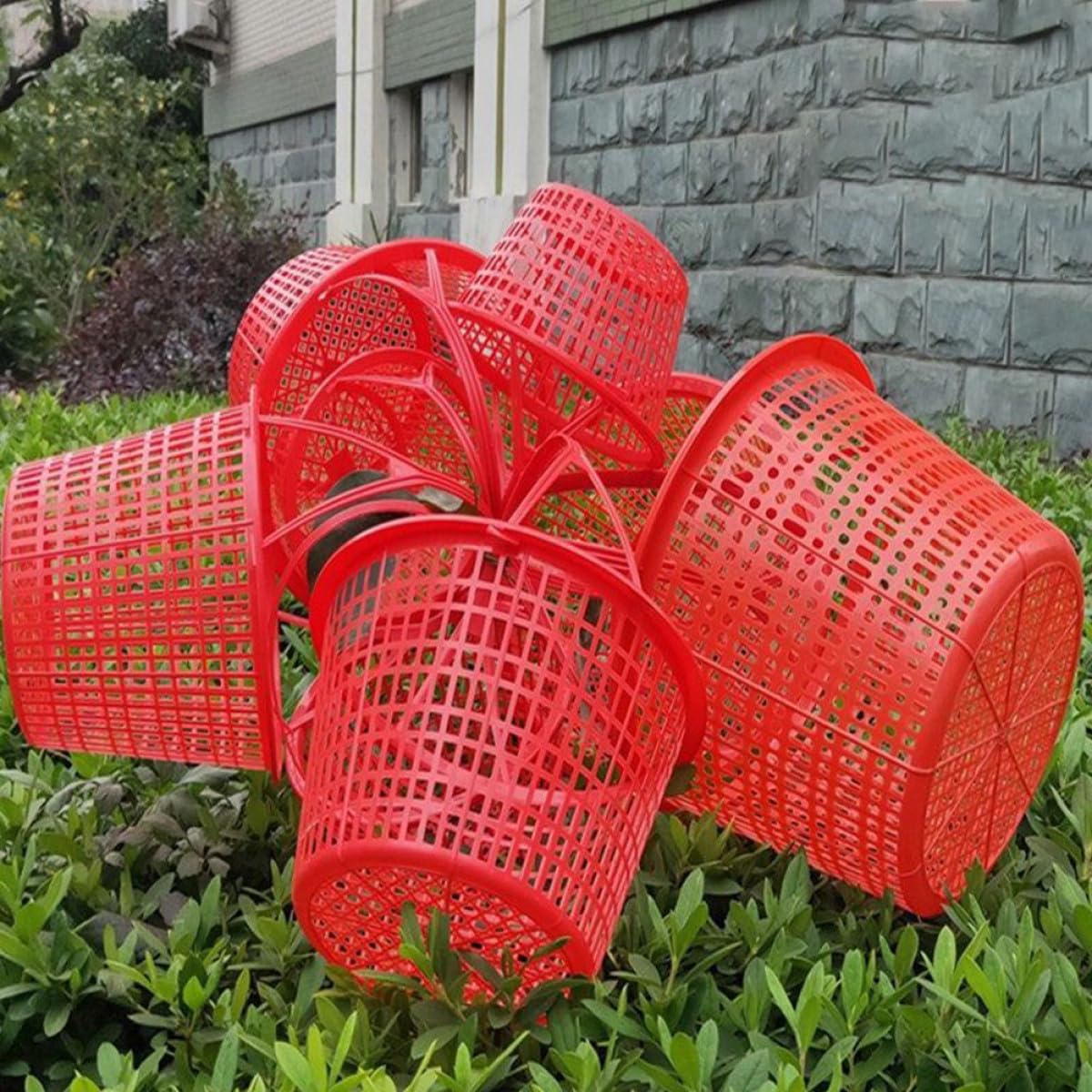 Cestino Rotondo per Raccolta Frutta 10 Pezzi in Plastico Rosso