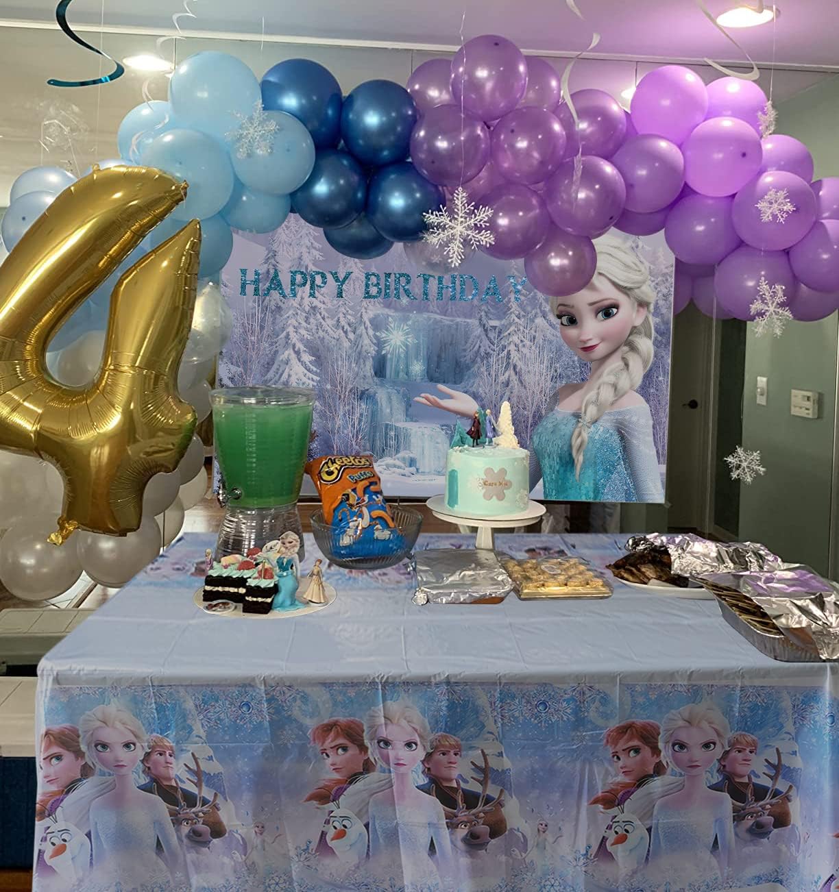 Princess Backdrop and Tablecloth 70x42in Birthday Party Supplies for Girls' Dining Table and Photography Decoration (5x3ft)