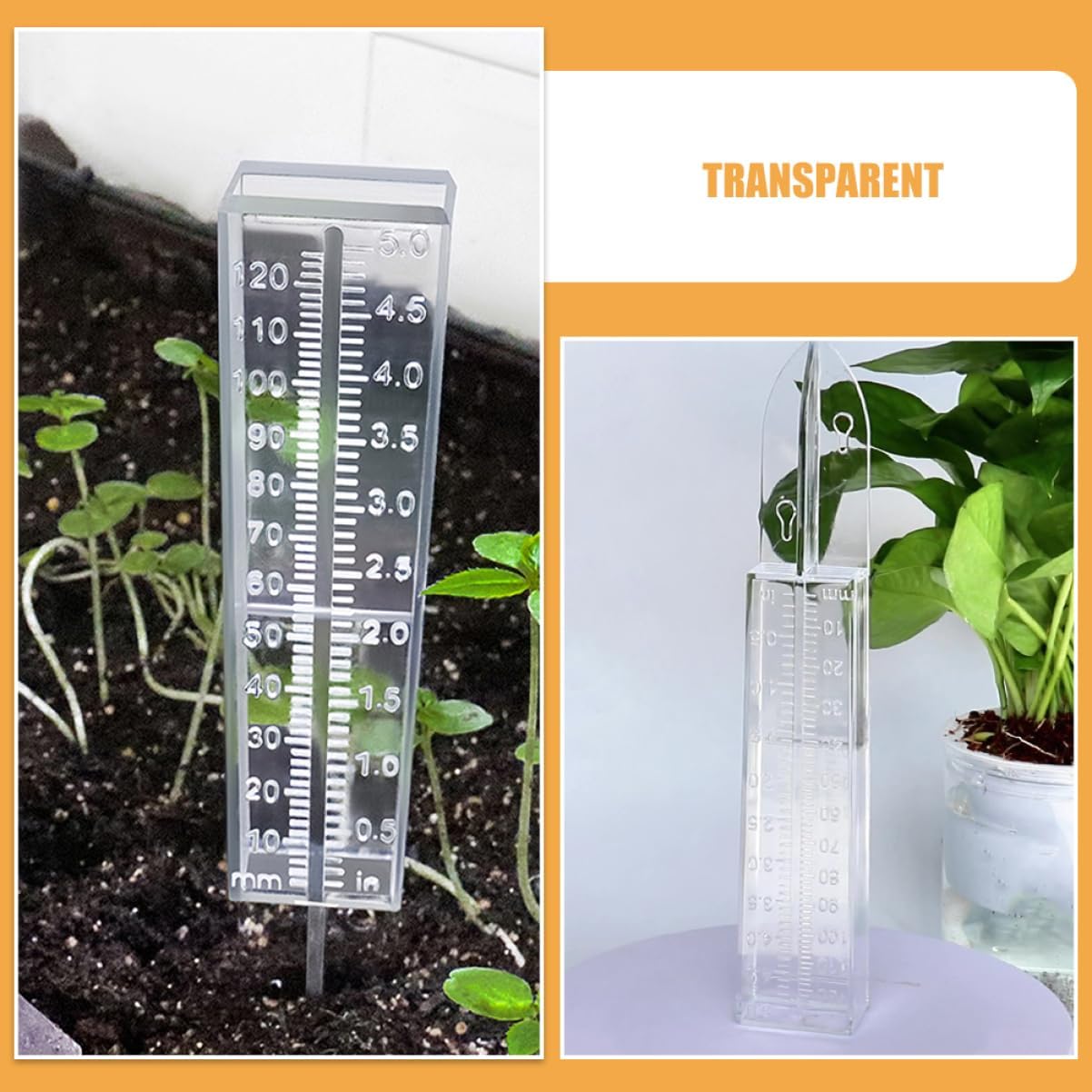 6pcs Richene Rain Gauge for Garden Precise Rainfall Measurement Tool Weatherproof Rain Gauge for Deck and Patio