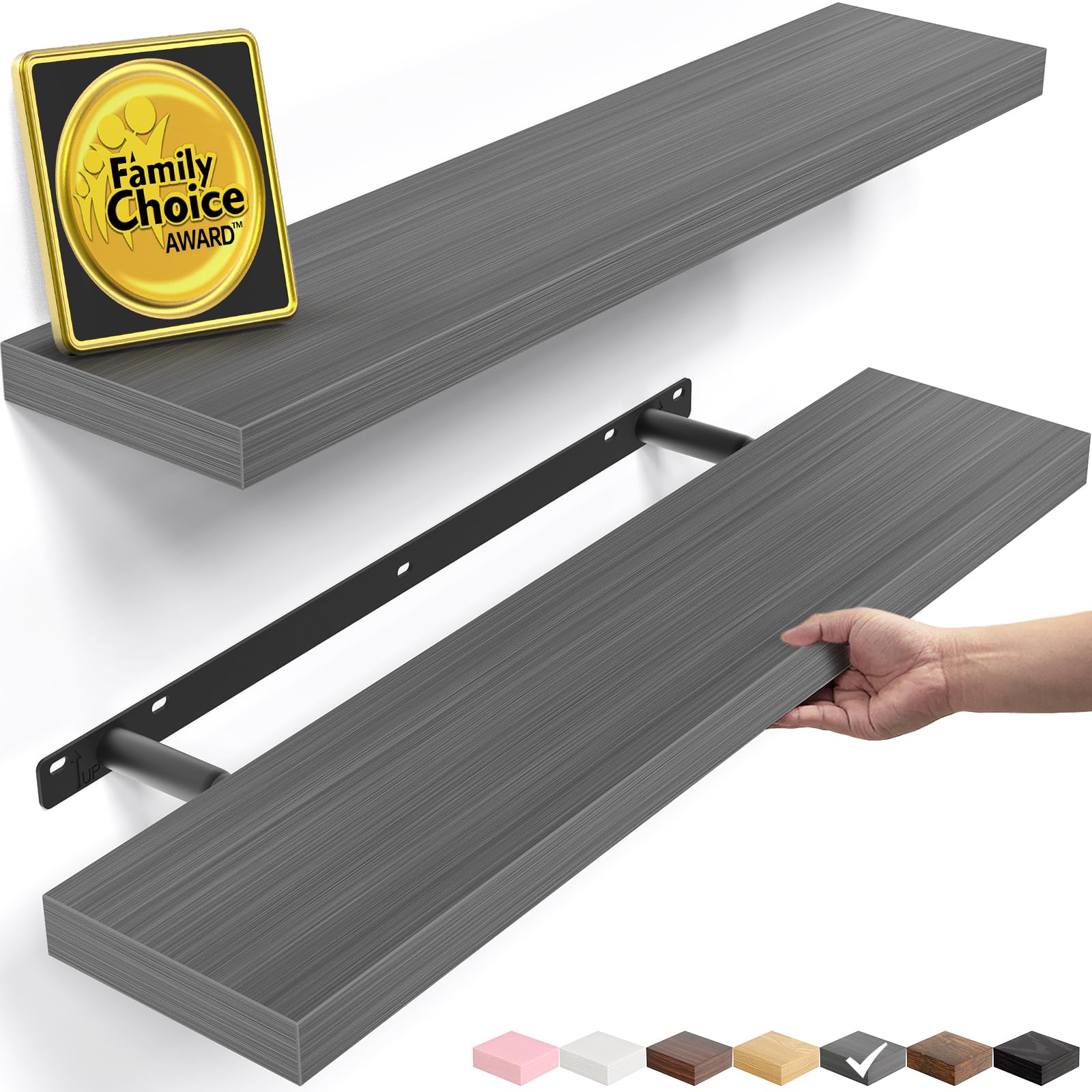 Grey Floating Shelves - Set of 2 -1
