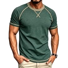 Lexiart Mens Raglan T-Shirts Short Sleeve Crew Neck Ringer Tee Shirt | Lightweight,Soft,Stretch,Breathable,Moisture Wicking,Summer Casual,Slim Fit,Gym,Hiking,Workout,Outdoor,Daily Wear