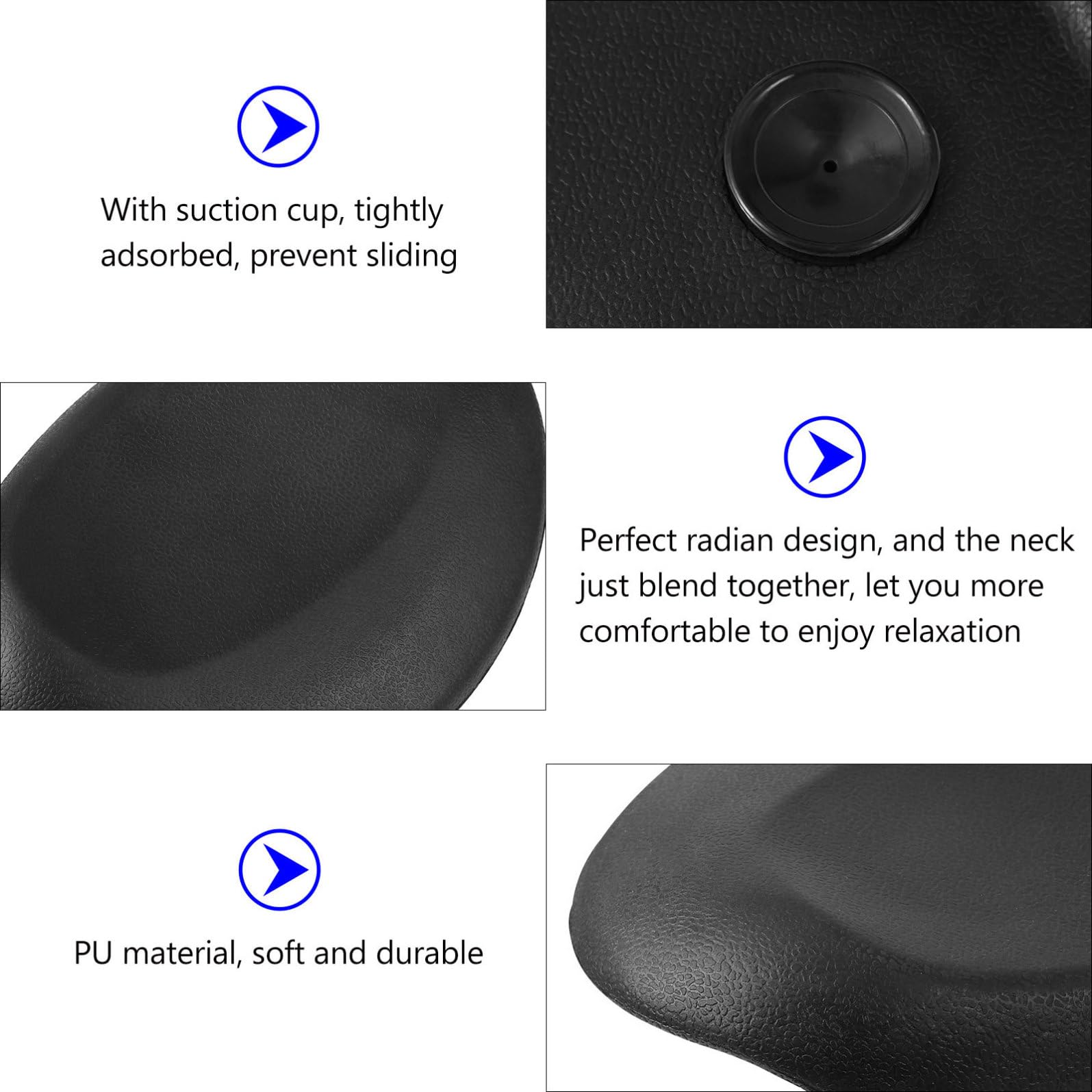 POPETPOP Cuscino da Bagno in Pu Supporto e Collo, Ventose Resistenti, Design Ergonomico per Doccia e Spa