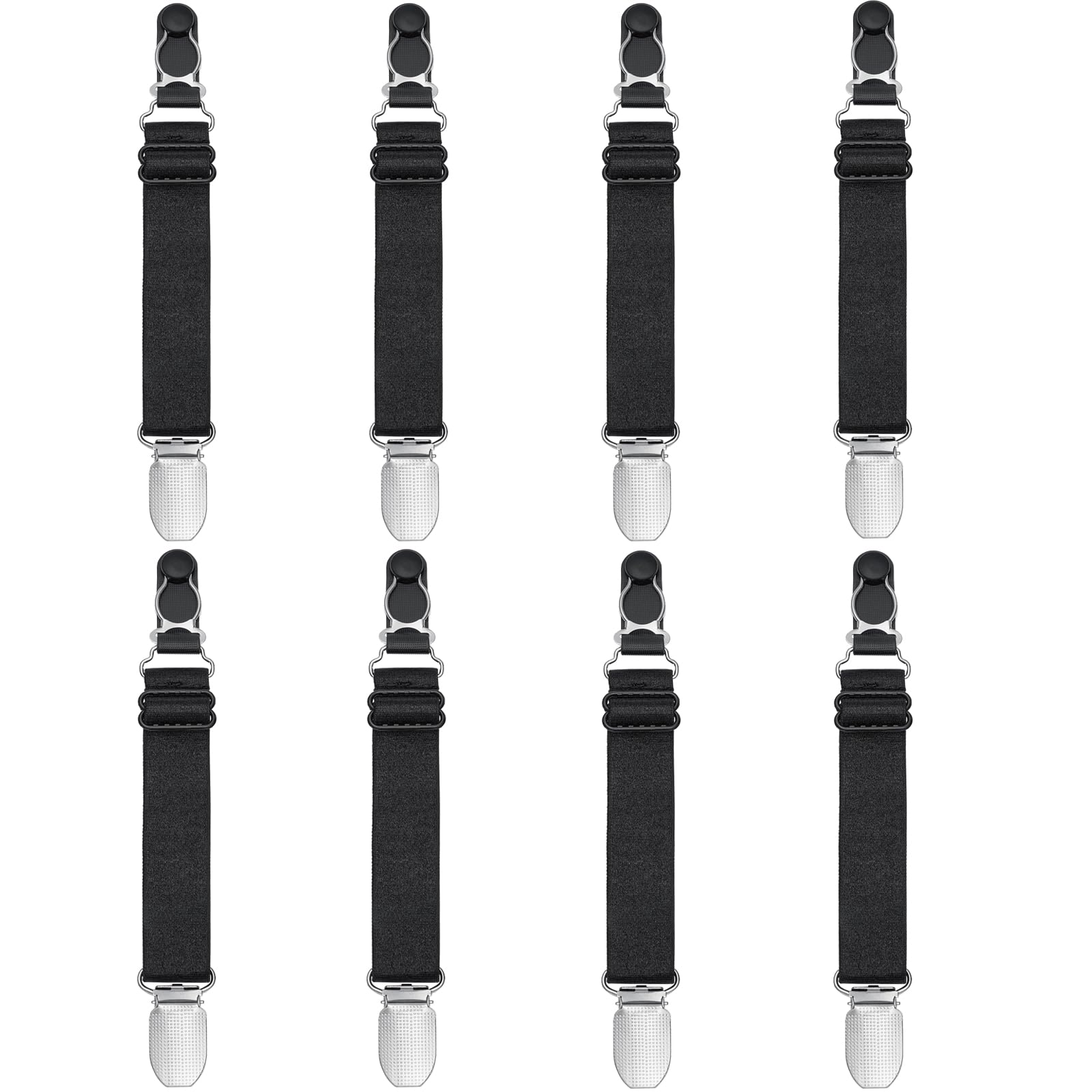 Multifunction Elastic Stocking Clips Suspenders Garter Belt for Girdles Corset Straps Adjustable Leg Garter Girdles Fasteners Keep Your Lingerie Corset Snag on 8Pcs Black