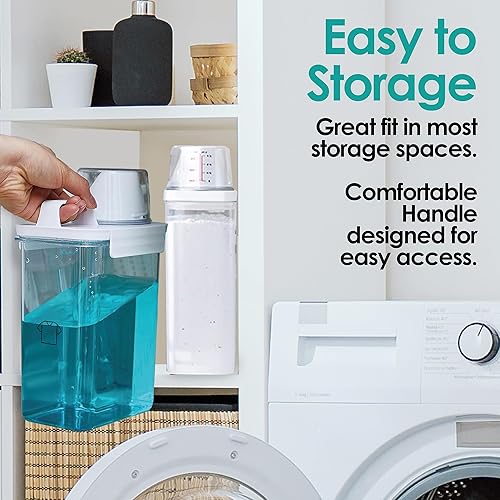 Miniatura 4 de Paquete de 2 dispensadores de detergente de 61 onzas para lavandería, dispensador de jabón para ropa, dispensador de detergente líquido para ropa,