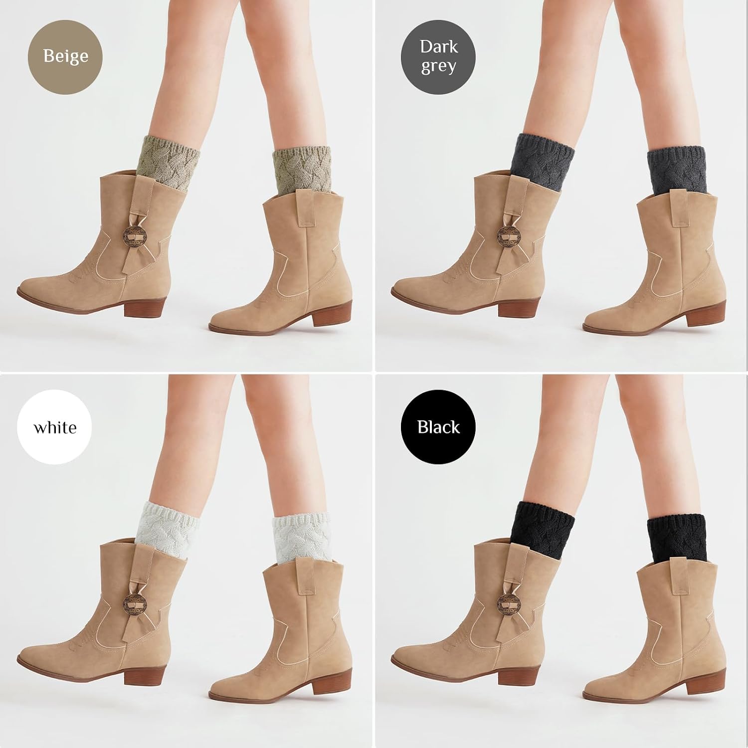 Clothirily Boot Socks for Women, Winter Warm Boot Cuffs, Knitted Short Leg Warmers Boot Topper Socks