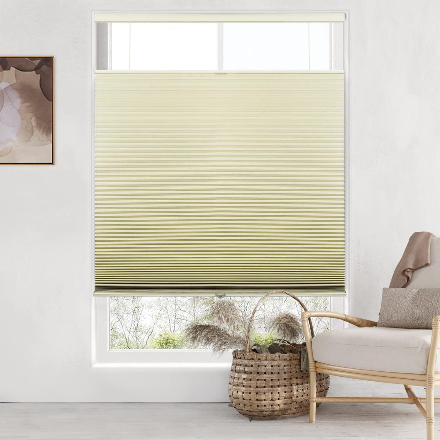 LazBlinds Top Down Bottom Up (TDBU) Cordless Cellular Shades, Blackout Light Blocking Honeycomb Shades Thermal Insulation Noise Reduction Blinds for Windows, 23" W x 48" H, Cream Cream - Blackout 23" W x 48" H