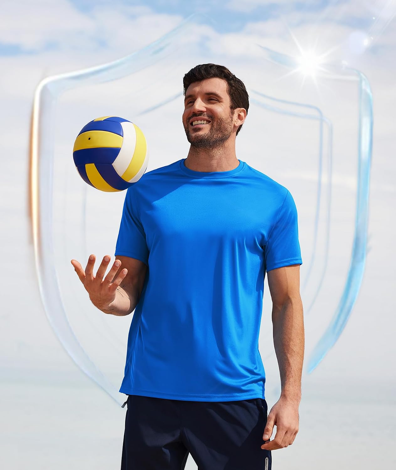 5 Pack T Shirts for Men UPF 50+ UV Sun Protection Shirts Fast Dry Rash Guard Workout Running Swimming Shirt
