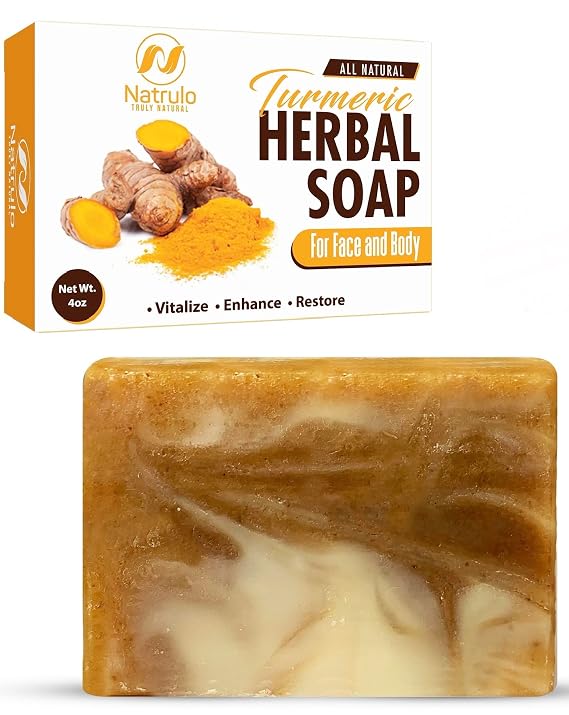 Turmeric Soap Bar for Face & Body - All Natural Turmeric Skin Soap - Turmeric Face Soap Reduces Acne, Brightens Scars & Cleanses Skin - 4 Oz Turmeric Bar Soap for All Skin Types Made in USA