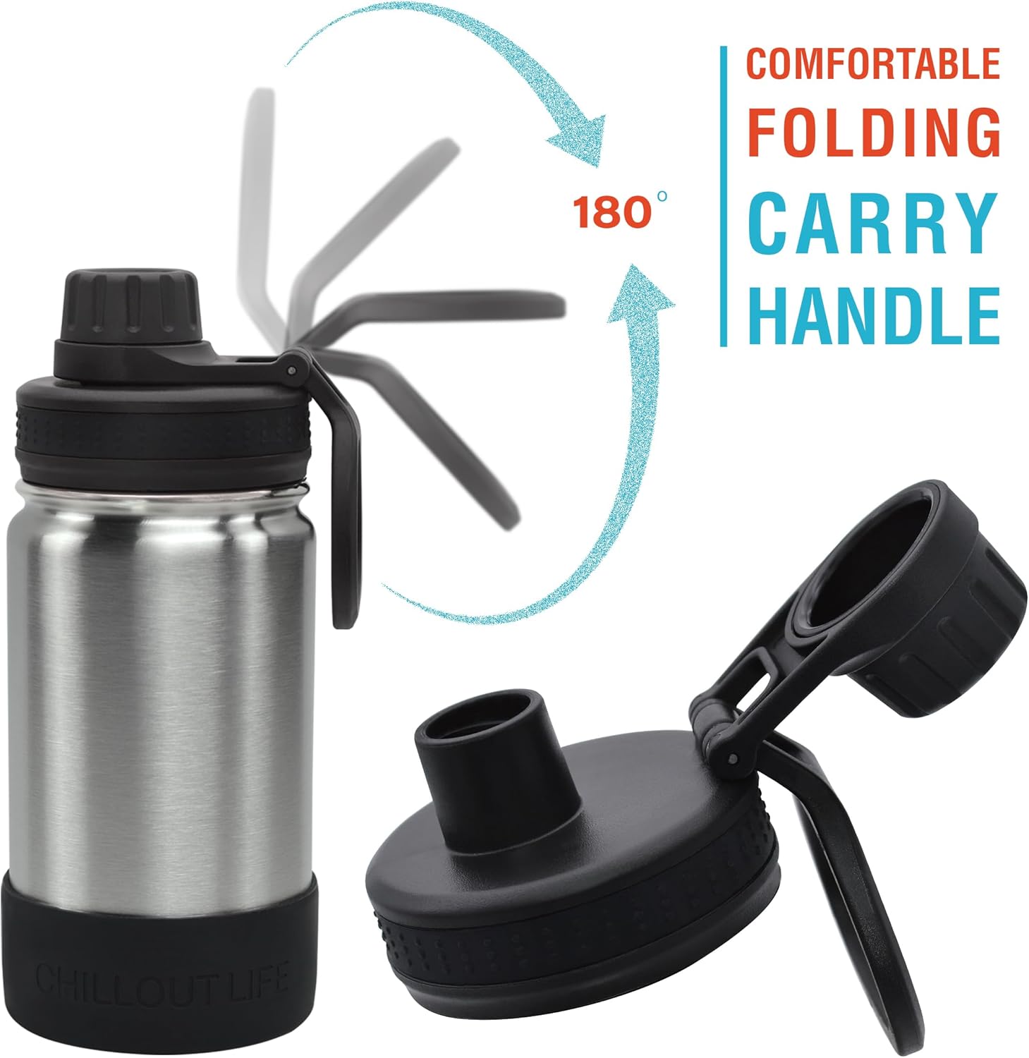 CHILLOUT LIFE 12 oz Kids Insulated Water Bottle for School with Leakproof Spout Lid and Cute Waterproof Stickers, Personalized Stainless Steel Thermos Flask Metal Water Bottle for Girls & Boys - Image 5