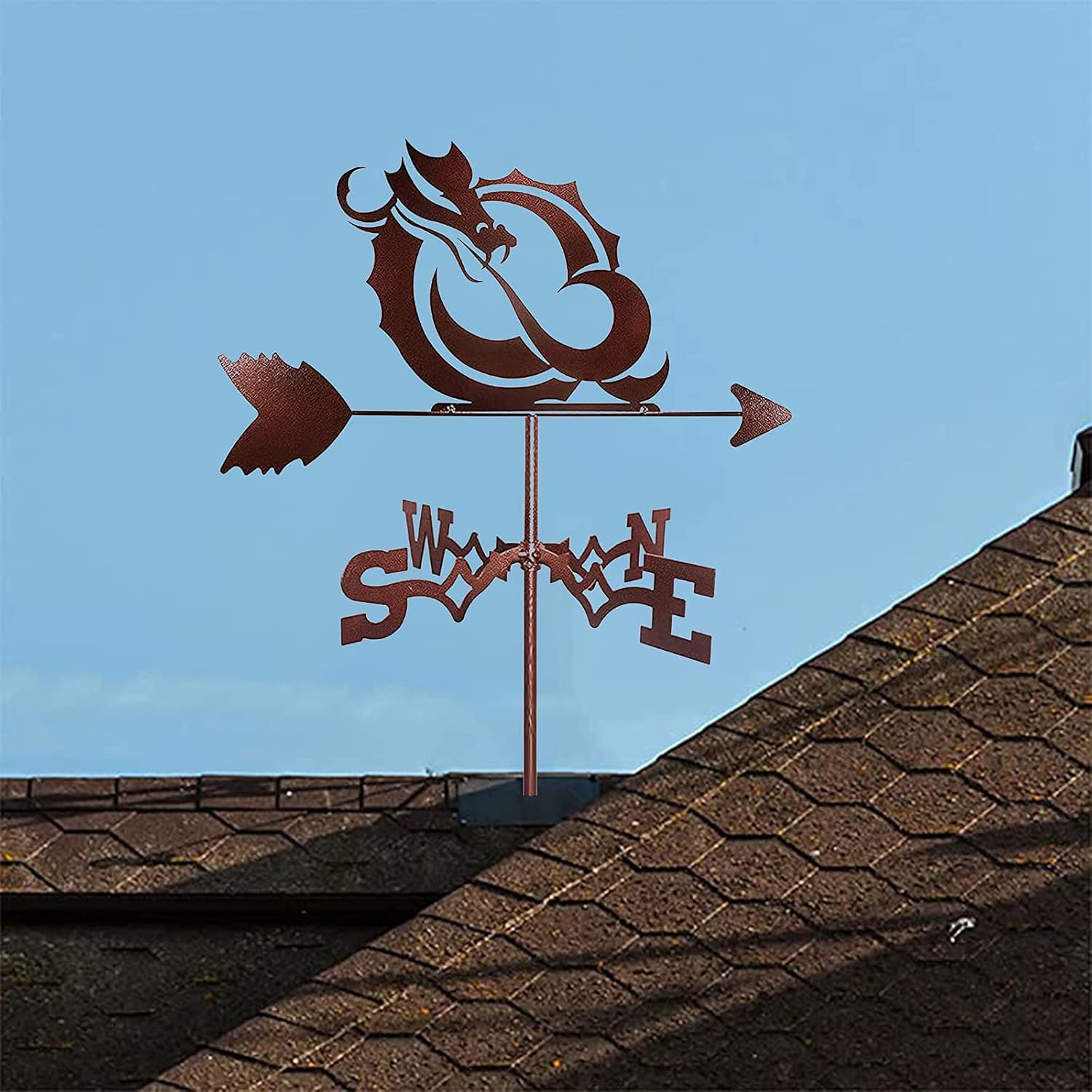 ドラゴンメタル風見鶏 ヴィンテージ風見鶏 耐久性のある風向計 屋外ガーデン屋根パドック装飾用 屋外ガーデン中庭用風見鶏 (D)