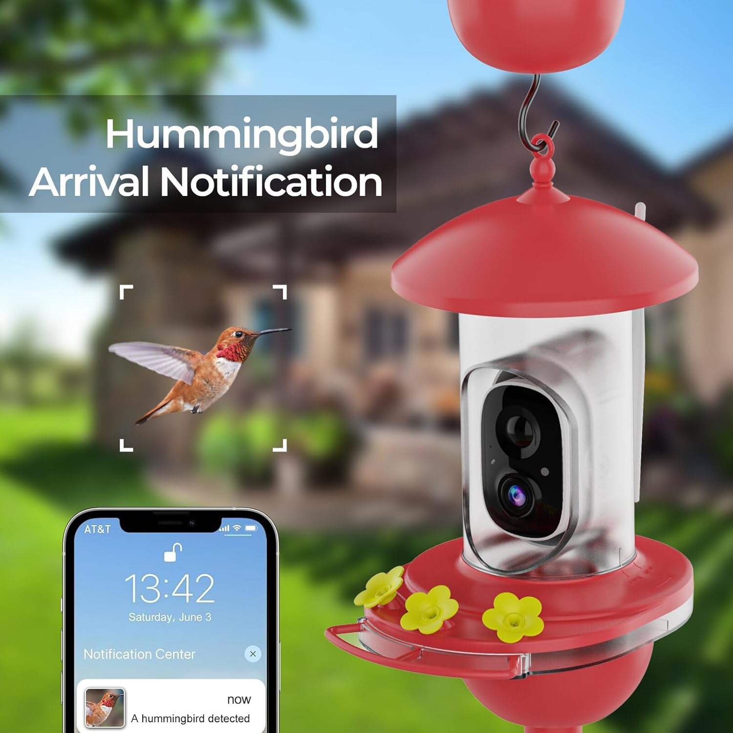 Hummingbird Feeder with Camera,AI Identify Bird Breed,Auto Capture Backyard Garden Bird Watching, Instant Notifications, WiFi 2K Live Camera for Birds Lover,Ideal Gifts for Christmas - Image 2