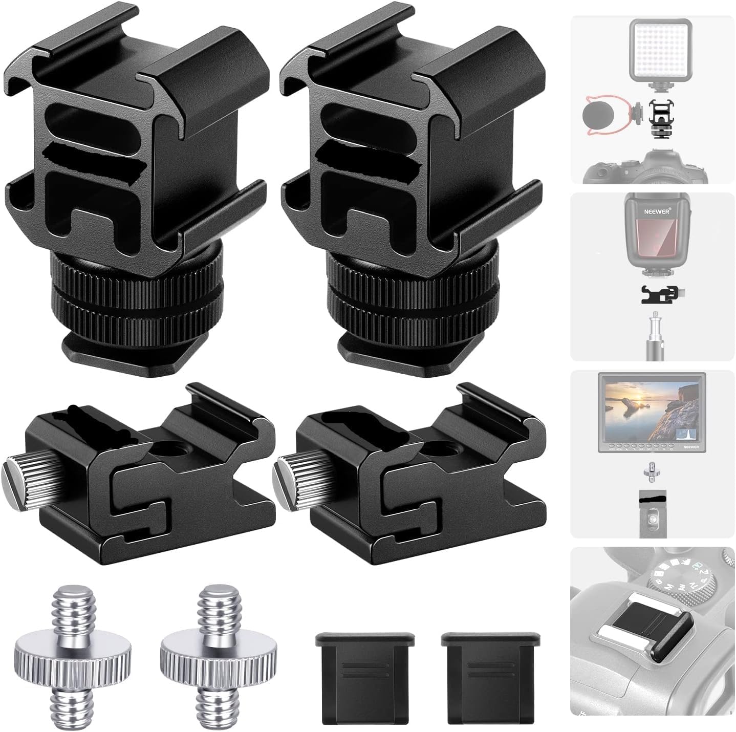 Sponsored Ad - SHOPEE 8 PCs Hot Shoe Mount Adapter Kit, Including Triple Cold Shoe Mount, 1/4” Screw Adapter, Flash Stand Bracket, and Hot Shoe Cover for DSLR Camera, LED Light, Microphone, Light Stand, Monitor