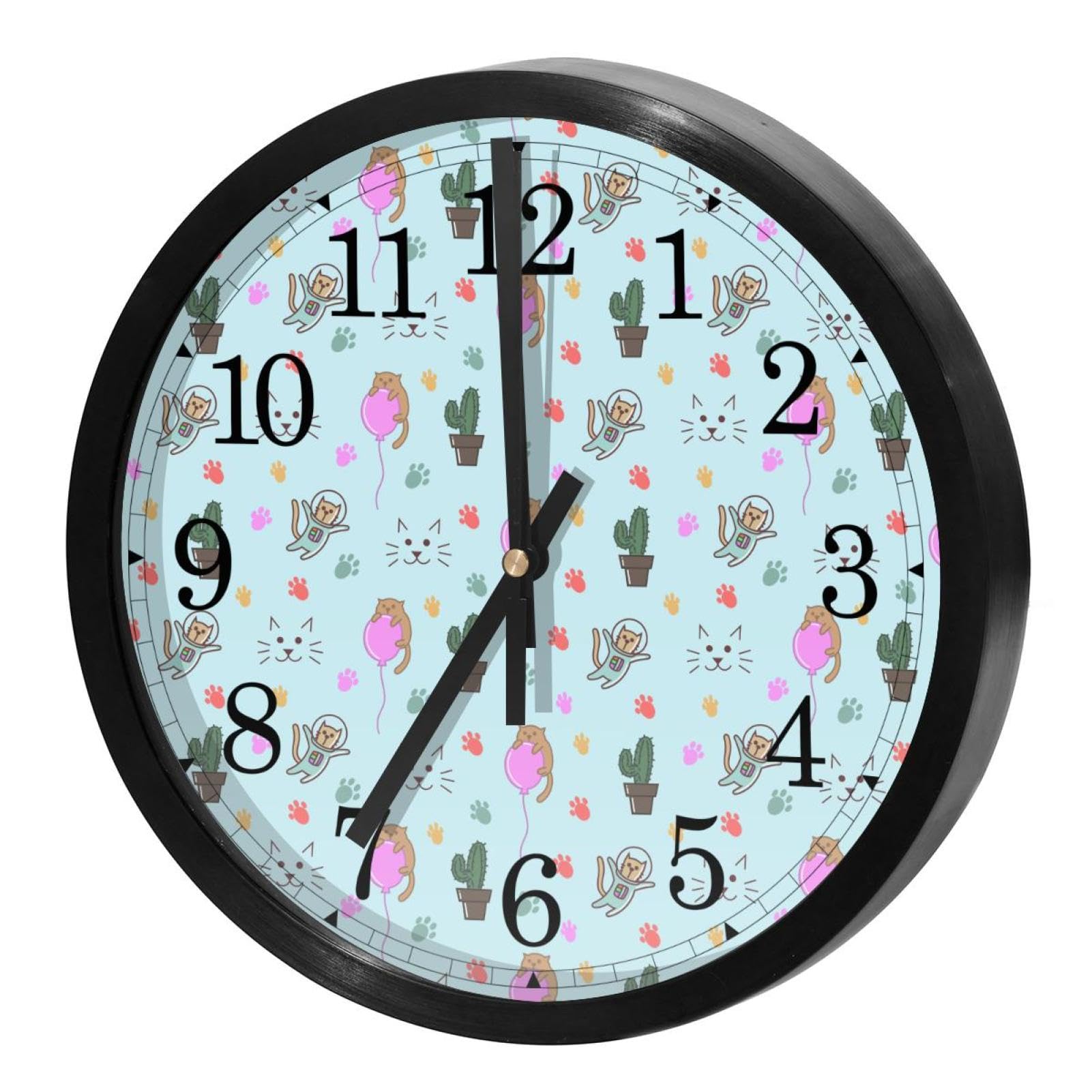Horloge murale pour cuisine et bureau design chat espace chambre enfant