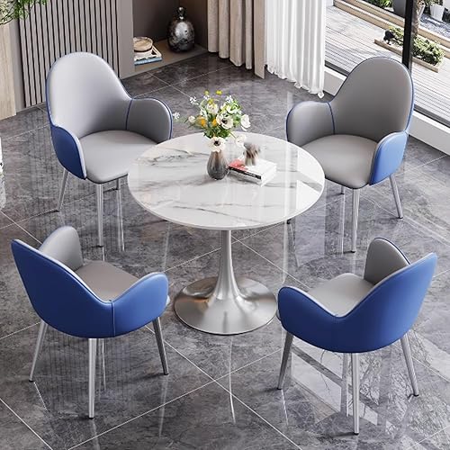 Miniatura 10 de YVYKFZD Juego de mesa de comedor de cocina de 5 piezas, juego de mesa y silla de oficina, sala de recepción, mesa de conferencias redonda simple,