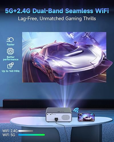 Miniatura 3 de Proyector para exteriores con WiFi y Bluetooth, proyector de 500 ANSI nativo 1080p para iPhone, proyector de películas para uso al aire libre,